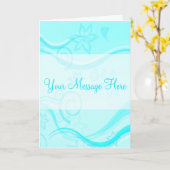 Turquoise Flowers & Swirls Wenskaart Kaart (Gele Bloem)