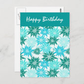 Turquoise Flowers Verjaardag Briefkaart (Voorkant / Achterkant)