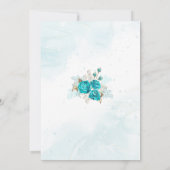 Turquoise Flowers Wedding Invitation Kaart (Achterkant)