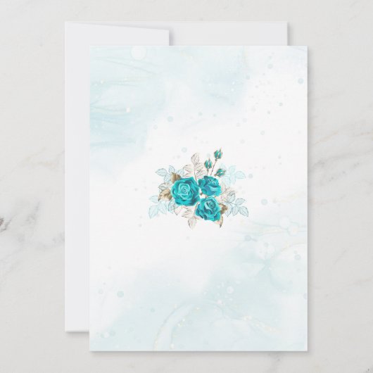 Turquoise Flowers Wedding Invitation Kaart (Achterkant)