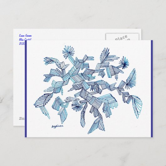 Turquoise Flying Crystal Abstract Briefkaart (Voorkant / Achterkant)