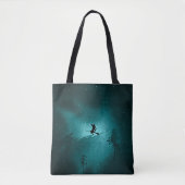 TURQUOISE FLYING HALLOWEEN WITCHES TOTE BAG (Voorkant)
