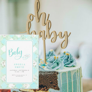Turquoise Foliage Baby shower Invitation Kaart
