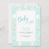 Turquoise Foliage Baby shower Invitation Kaart (Voorkant)