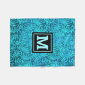 Turquoise foliage verlaat patroon modern monogram fleece deken (Voorkant (Horizontaal))