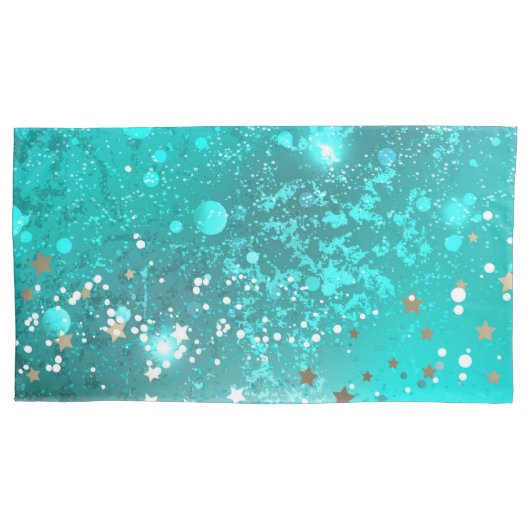 Turquoise Folie Achtergrond met Mint Kussensloop (Voorkant)