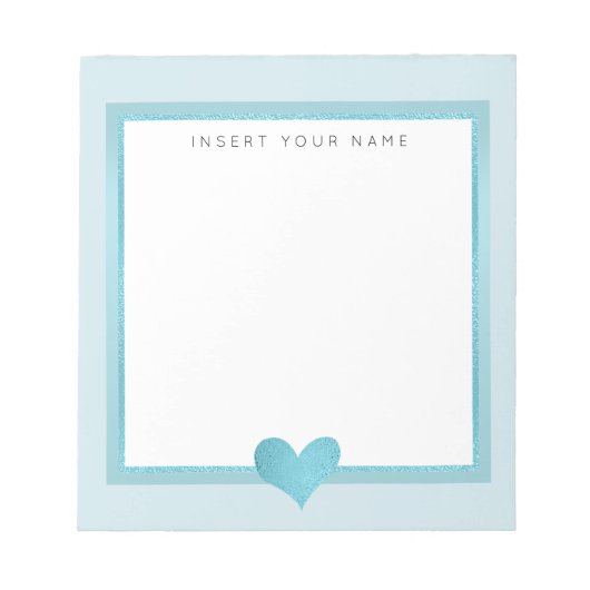 Turquoise Folie Heart Notitieblok 5,5 x 6 inch (Voorkant)