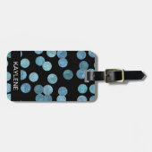 Turquoise Folie Stippen Gepersonaliseerd Bagagelab Bagagelabel (Voorkant horizontaal)