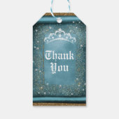 Turquoise Fonkelende & Gouden Diamanten Tiara Rol Cadeaulabel (Achterkant)