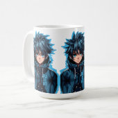 Turquoise Force: Anime-stijl manga jongen Koffiemok (Voorkant links)