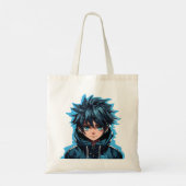 Turquoise Force: Anime-stijl manga jongen Tote Bag (Achterkant)
