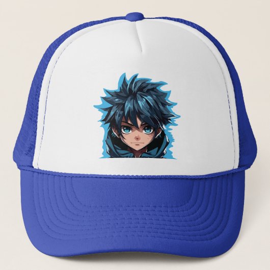 Turquoise Force: Anime-stijl manga jongen Trucker Pet (Voorkant)