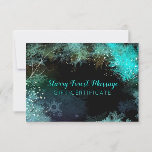 Turquoise Forest Business Gift-certificaatkaart RSVP Kaartje (Voorkant)