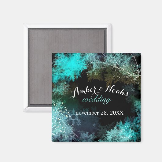 Turquoise Forest Evening Wedding Save the Date Magneet (Voorkant / Achterkant)