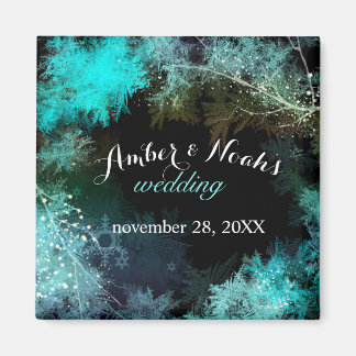 Turquoise Forest Evening Wedding Save the Date Magneet