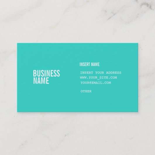 Turquoise Format met kolommen Condensed Fonts Visitekaartje (Voorkant)
