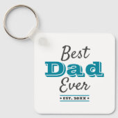 Turquoise foto Beste papa ooit typografie Modern Sleutelhanger (Voorkant)