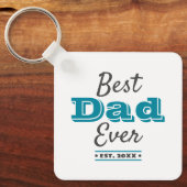 Turquoise foto Beste papa ooit typografie Modern Sleutelhanger (Voorkant)