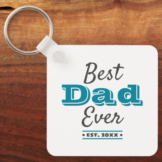 Turquoise foto Beste papa ooit typografie Modern Sleutelhanger (Voorkant)