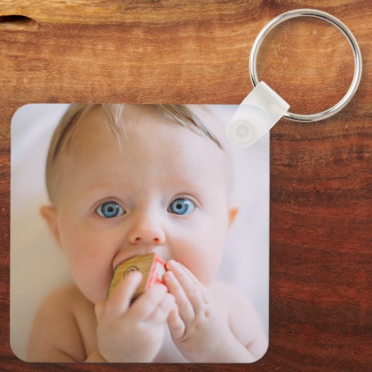 Turquoise foto Beste papa ooit typografie Modern Sleutelhanger (Achterkant)