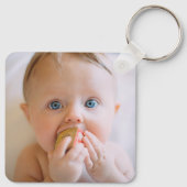 Turquoise foto Beste papa ooit typografie Modern Sleutelhanger (Achterkant)