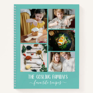 Turquoise foto collage familie recepten notitieboek