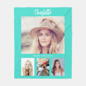 Turquoise foto collage meisje vrienden fleece deken (Voorkant)