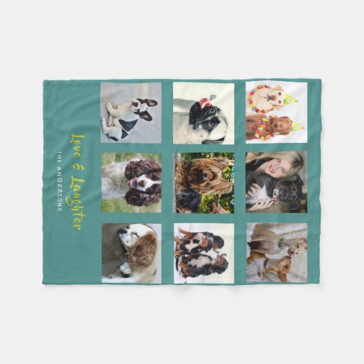 Turquoise FOTO Deken Collage Instagram Montage (Voorkant (Horizontaal))