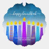 Turquoise foto Hanukkah Menorah Kaarsen Modern Ornament Kaart (Voorkant)