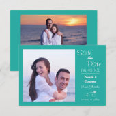 Turquoise Foto Horizontaal - 3x5 Bewaar de Datum Save The Date (Voorkant / Achterkant)