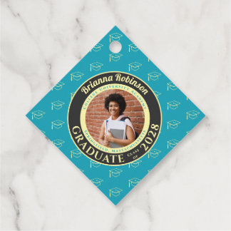 Turquoise Foto Moderne Afstudeerfeest Bedankt Bedankjes Labels