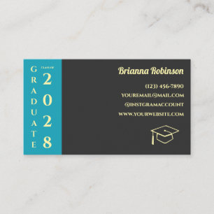 Turquoise Foto Moderne Diploma Naamkaart Contactkaartje