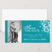 Turquoise foto Opslaan van de datum uitnodiging (Voorkant / Achterkant)