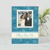 Turquoise Foto Wedding Vow Renewal Uitnodigingen (Staand voorkant)