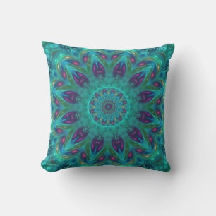 Turquoise Fractal Art Sierkussen