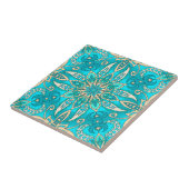 Turquoise Fractal Mandala Tegeltje (Zijkant)