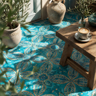 Turquoise Fractal Mandala Tegeltje
