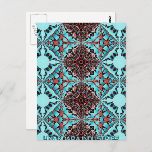 Turquoise Fractal Star Blast Briefkaart (Voorkant / Achterkant)