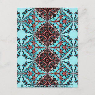 Turquoise Fractal Star Blast Briefkaart