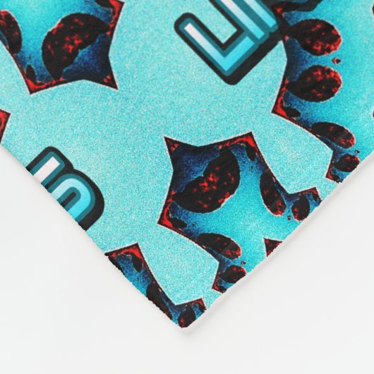 Turquoise Fractal Star Blast Fleece Deken (Hoek)