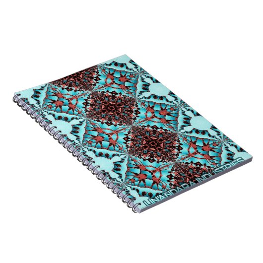 Turquoise Fractal Star Blast Notitieboek (Rechterzijde)