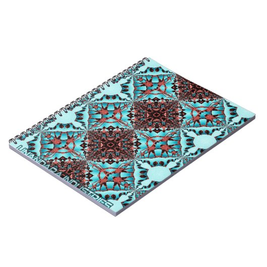 Turquoise Fractal Star Blast Notitieboek (Linkerzijde)