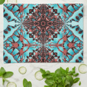 Turquoise Fractal Star Blast Theedoek (Gevouwen)