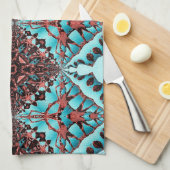 Turquoise Fractal Star Blast Theedoek (Quarter Fold)