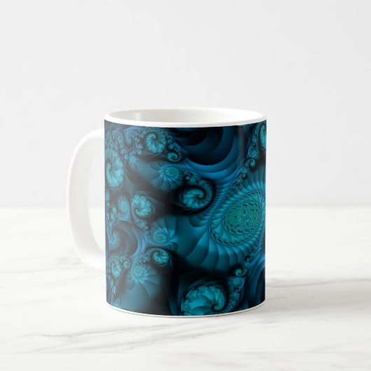 Turquoise fractale Mok (Voorkant links)