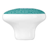 Turquoise Fractale Rode Monogram Wit Cirkel Keramische Knop (Zijkant)