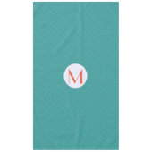 Turquoise Fractale Rode Monogram Witte Cirkel Tafelkleed (Voorkant)