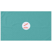 Turquoise Fractale Rode Monogram Witte Cirkel Tafelkleed (Voorkant (Horizontaal))