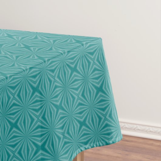 Turquoise Fractale Rode Monogram Witte Cirkel Tafelkleed (Voorbeeld)