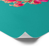 Turquoise Fuchsia Bloemen Bruiloft Welkomstbord Poster (Hoek)